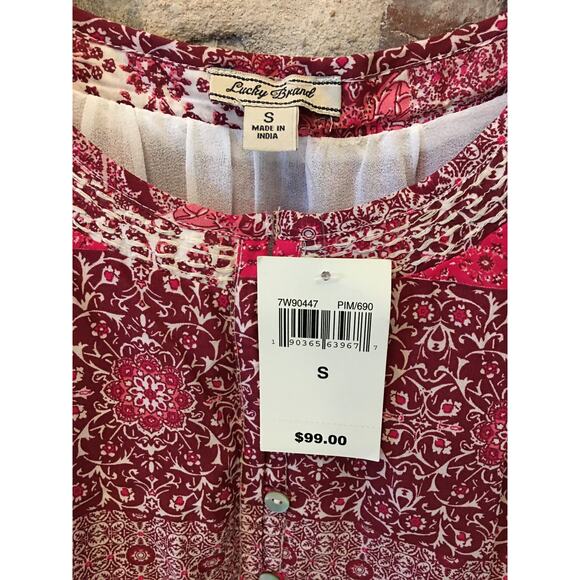 NWT Lucky Brand Boho Tunic Shift Dress Small Patchwork Paisley Floral Cottage - Picture 3 of 6